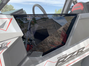 Polaris RS1 door kit made from tinted 3/16" polycarbonate with smooth CNC-cut edges and black stainless steel hardware