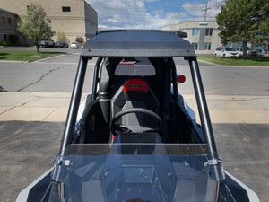 Black hard plastic roof for Polaris RS1, CNC cut with billet mounts and black stainless hardware for 2018–2022 RS1 models