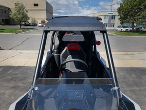 Black hard plastic roof for Polaris RS1, CNC cut with billet mounts and black stainless hardware for 2018–2022 RS1 models