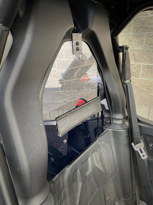 UTV Zilla RS1 rear window viewed from inside with the seat removed