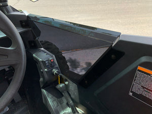 Polaris RS1 door kit made from tinted 3/16" polycarbonate with smooth CNC-cut edges and black stainless steel hardware
