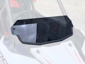 UTVZILLA tinted polycarbonate half windshield for Polaris RS1 with billet clamps and quick-release knobs