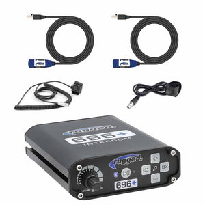 Rugged Radios 696 PLUS 2-person Bluetooth intercom builder kit with cables, PTT and basic mounting brackets