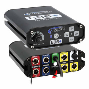 Rugged Radios RRP696 PLUS UTV intercom faceplate with volume, VOX and Bluetooth music controls for side by sides