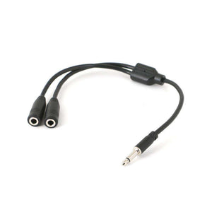 Rugged Radios 3.5mm mono plug Y-splitter with one male plug and two female jacks for external speakers and headsets