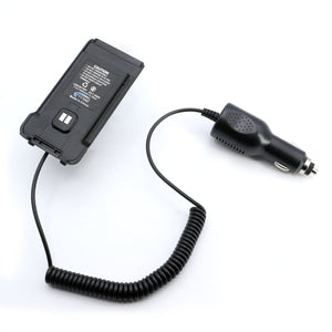 Rugged Radios GMR2 battery eliminator shown in place of the radio battery for constant vehicle power
