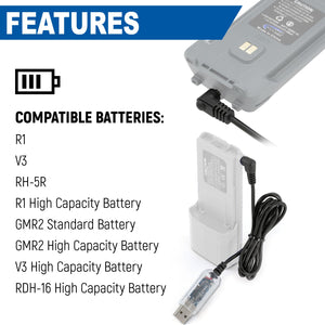 USB Charging Cable for R1 - V3 - GMR2 and GMR2 PLUS Handheld Radios - Dunes 2 Dezert SXS