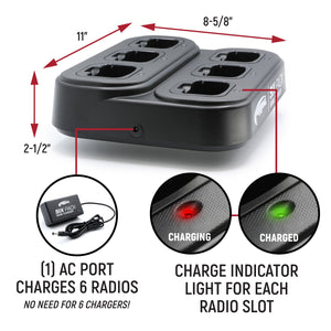 6-Pack Bank Charger for Handheld Radios - Dunes 2 Dezert SXS