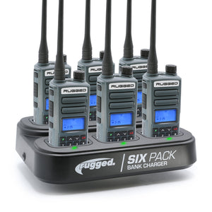 BUNDLE - 6 PACK Bank Charger with GMR2 PLUS GMRS / FRS Two Way Radios - Dunes 2 Dezert SXS