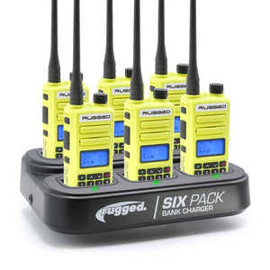 BUNDLE - 6 PACK Bank Charger with GMR2 PLUS GMRS / FRS Two Way Radios - Dunes 2 Dezert SXS