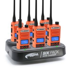 BUNDLE - 6 PACK Bank Charger with GMR2 PLUS GMRS / FRS Two Way Radios - Dunes 2 Dezert SXS