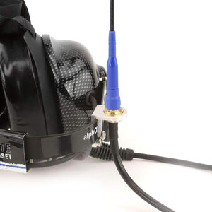 Rugged Radios external headset antenna kit with BNC connector and V3 RH5R adapter laid out on a table