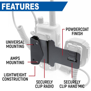 Radio and Speaker Mic Mount for Handheld Radios - Dunes 2 Dezert SXS