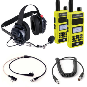Crew Chief - H42 Spotter Headset and Rugged Handheld Radio Package - Dunes 2 Dezert SXS