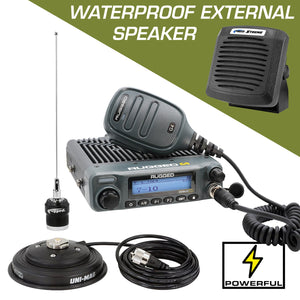 Radio Kit Plus - Rambler G4 High Power GMRS Mobile Radio Kit with External Speaker - Dunes 2 Dezert SXS
