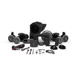 Rockford Fosgate Stage 5 Gen-3 Audio System for Polaris RZR 2014+ with Ride Command – RGB lighting, 1500W amp, and Color Optix™ control.