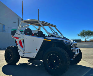 Polaris RZR 200 Geiser shoulder-high aluminum doors installed