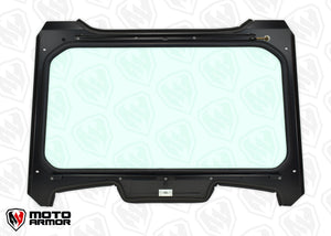 Moto Armor Full Glass Windshield for 2018–2021 Polaris RZR Turbo S – DOT Laminated Glass, CNC Aluminum Frame, Vents, Manual Wiper