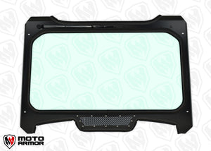 Moto Armor Full Glass Windshield for 2018–2021 Polaris RZR Turbo S – DOT Laminated Glass, CNC Aluminum Frame, Vents, Manual Wiper