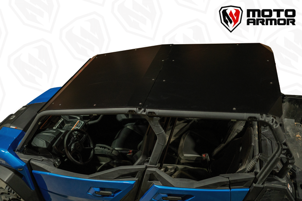 Durable black aluminum roof for Can-Am Commander MAX and Maverick Sport MAX with low-profile fit and corrosion-resistant hardware.