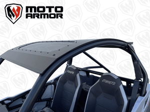 Black powder-coated aluminum roof with polycarbonate sunroof for Polaris RZR Trail 2 Seat 2021–2023, includes hardware and low-profile fit