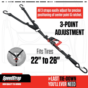 Speed Strap 3-Point Tire Tie Down – 1" for UTV/ATV - Dunes 2 Dezert SXS