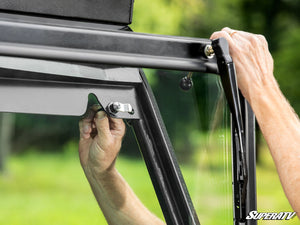 SuperATV Bobcat UV34 Flip Down Glass Windshield, close-up