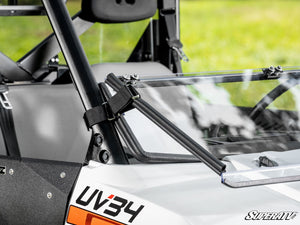 SuperATV Bobcat UV34 Flip Down Windshield, cab view