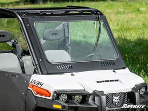SuperATV Bobcat UV34 Glass Windshield, installed close-up