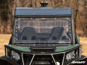 SuperATV flip windshield on a Can-Am Commander, detail view