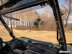 SuperATV flip windshield on a Can-Am Commander, mounted view
