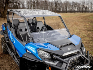 SuperATV half windshield on a Can-Am Commander, installed close-up
