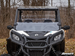 SuperATV half windshield on a Can-Am Maverick Trail, angle view