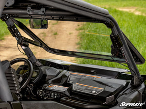 SuperATV MaxDrive power flip windshield on a Can-Am Commander, detail view