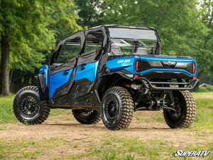 SuperATV rear windshield on a Can-Am Commander MAX, installed close-up