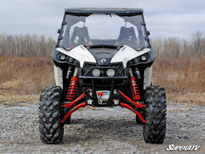 SuperATV full windshield on a 2013-2018 Can-Am Maverick, angle view