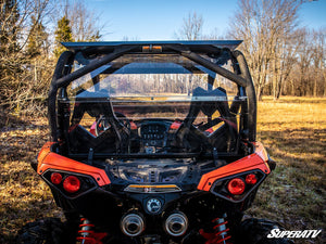 SuperATV rear windshield on a 2013-2018 Can-Am Maverick, side view
