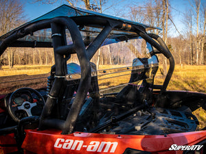 SuperATV rear windshield on a 2013-2018 Can-Am Maverick, cab view