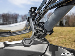 SuperATV flip windshield on a Can-Am Maverick R, top view