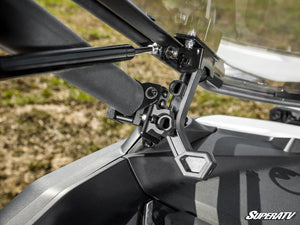 SuperATV flip windshield on a Can-Am Maverick R, interior view
