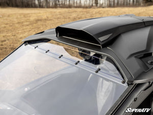 SuperATV full windshield on a Can-Am Maverick R, mounted view