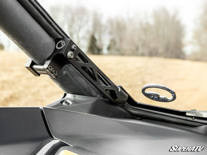 SuperATV full windshield on a Can-Am Maverick R, hardware detail