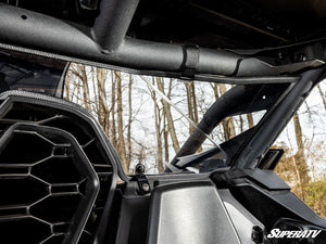 SuperATV rear windshield on a Can-Am Maverick R, profile view