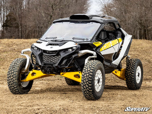 SuperATV vented full windshield on a Can-Am Maverick R, angle view