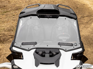 SuperATV vented full windshield on a Can-Am Maverick R, cab view