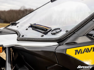 SuperATV vented full windshield on a Can-Am Maverick R, mounted view