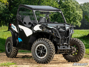 SuperATV flip down glass windshield on a Can-Am Maverick Sport, side view