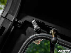 SuperATV flip down glass windshield on a Can-Am Maverick Sport, interior view