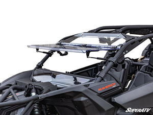 SuperATV flip windshield on a Can-Am Maverick X3, front view