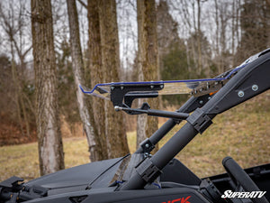 SuperATV flip windshield on a Can-Am Maverick X3, angle view